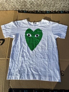 Comme Des Garcons CDG Play Green Heart T-Shirt White Size Small